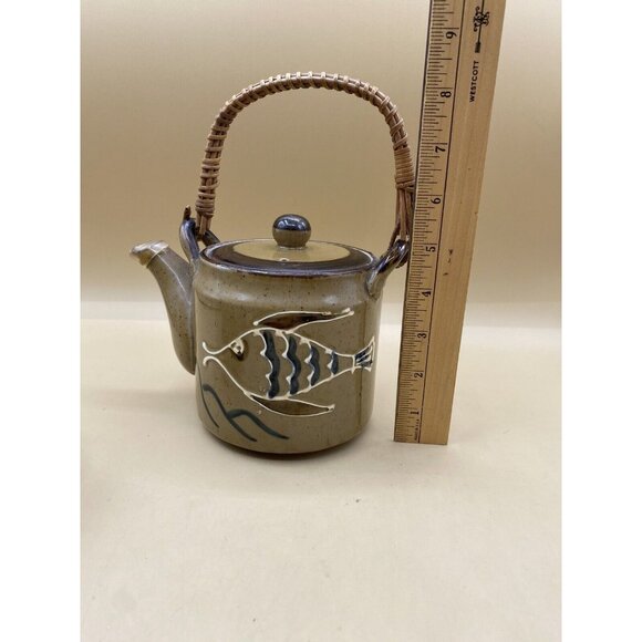 OTAGIRI Fish Stoneware Tea Set Teapot & 4 Cups Japan Vintage - Picture 8 of 12